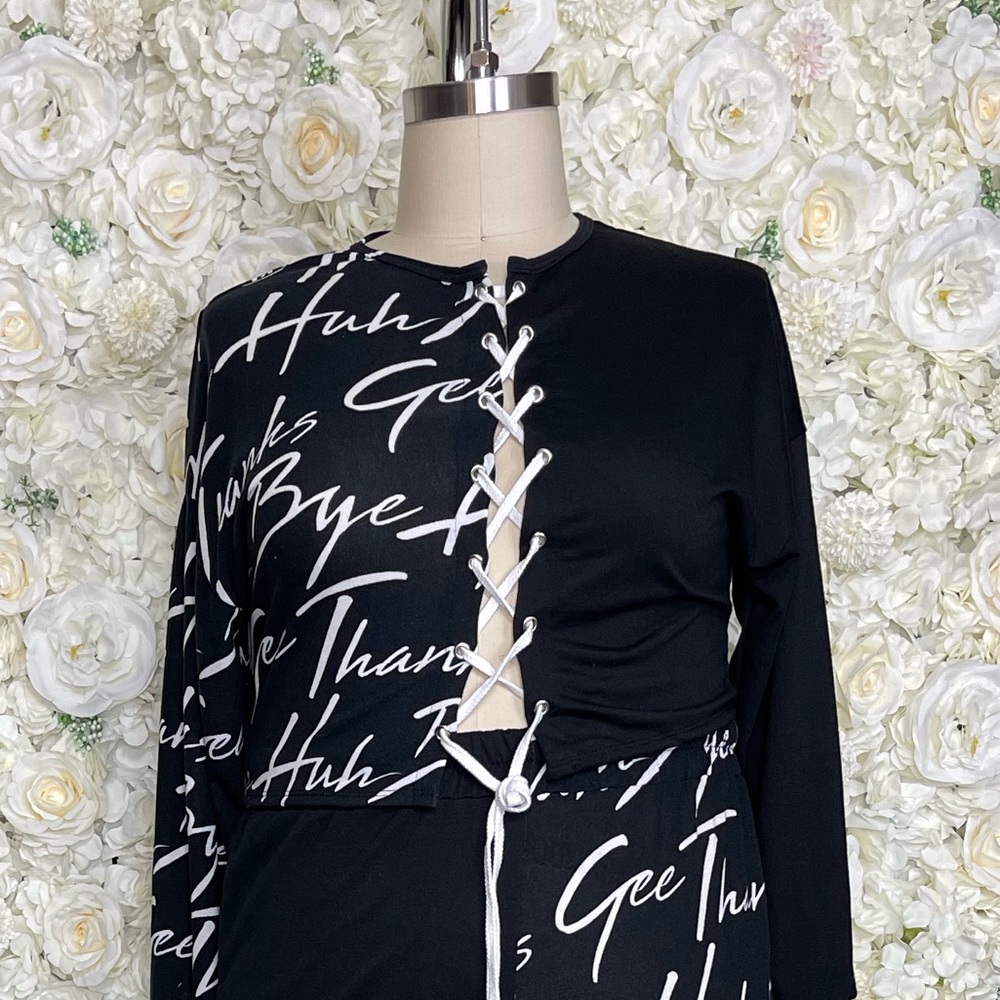 Print Writing Jumper Set